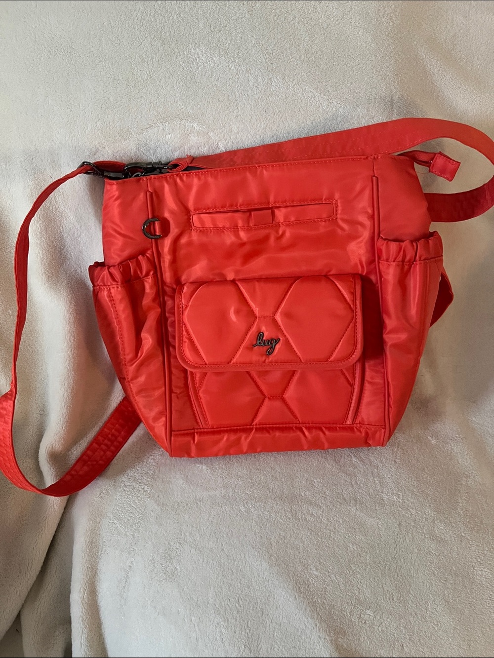 lug Quilted Red Nylon Crossbody Bag